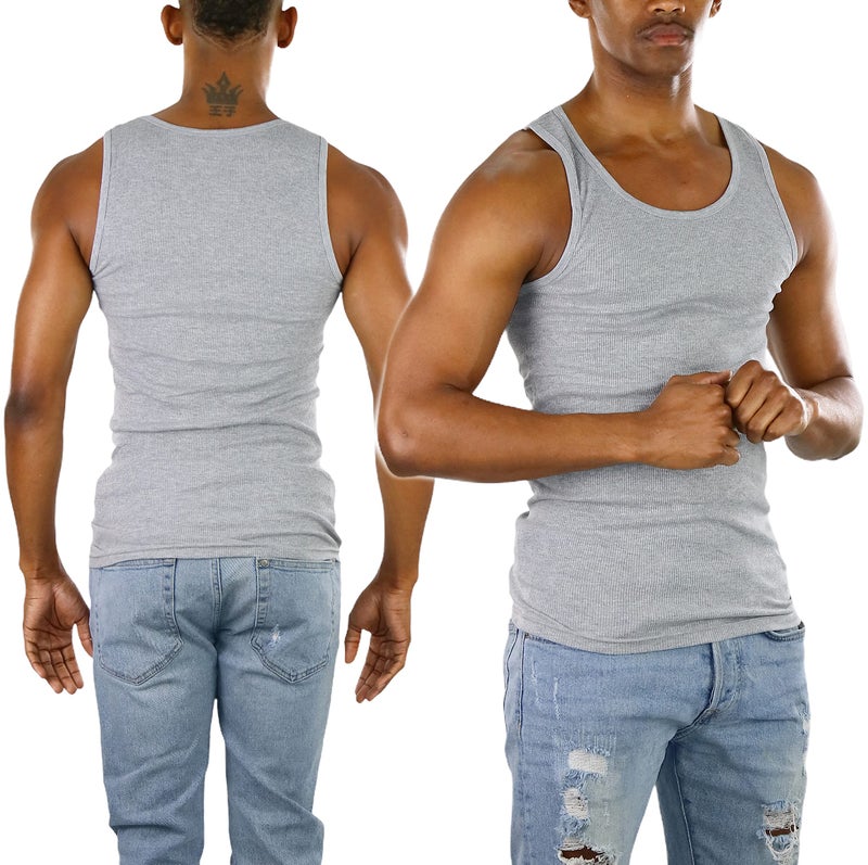 ToBeInStyle Men's 3-Pack A-Shirt Tank Top Muscle Shirt - Gray - L - Image 2